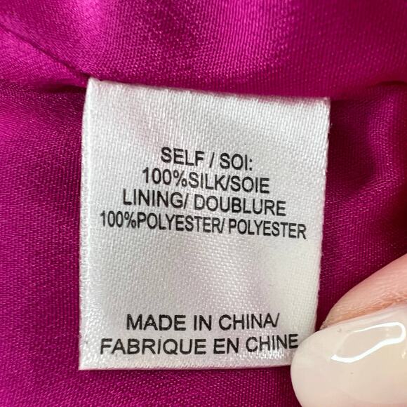 Haute Hippie Fuschia Pink 100% Silk Sleeveless Cowl Neck Tie Waist Dress Size S - Picture 8 of 9